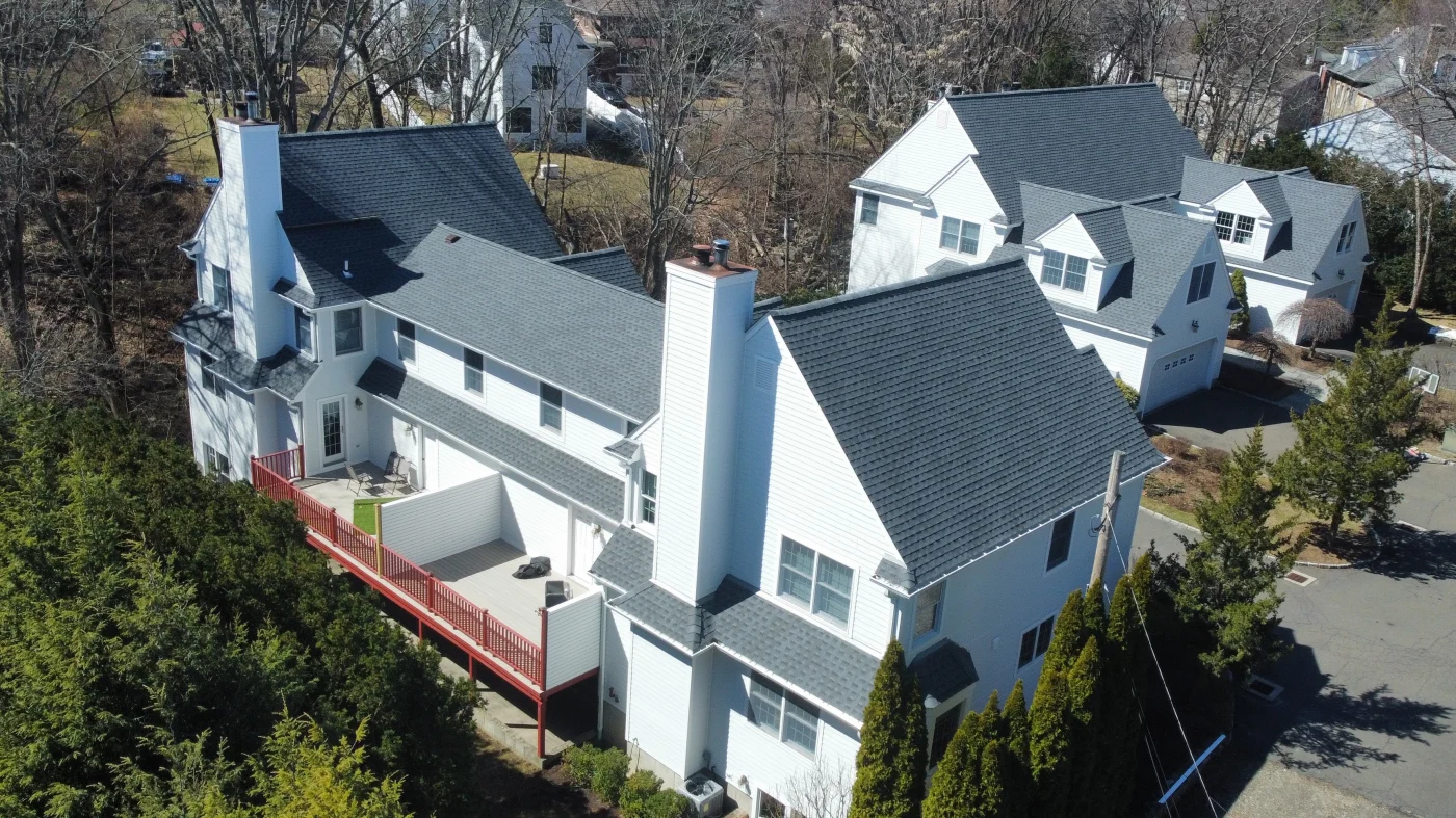 A birds-eye view of an upscale duplex complex maintained by Sound Renovation.