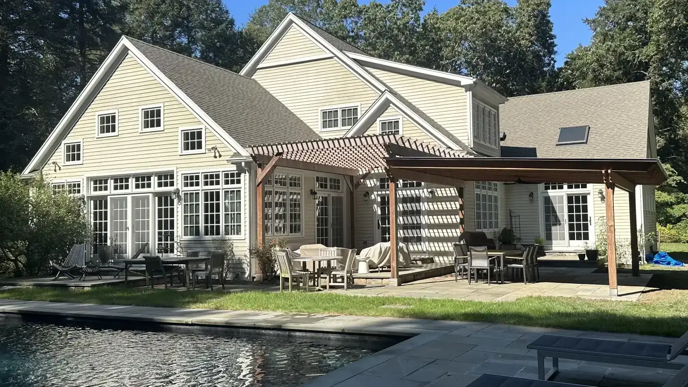 A wide view of a local home following a Sound Renovation siding installation.